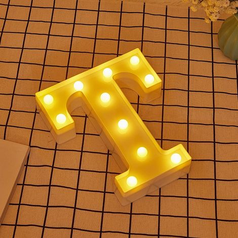 Jandei - Letras LED Letra T iluminadas luz blanca cálida altura 22cm con pilas 2xAA Letras LED