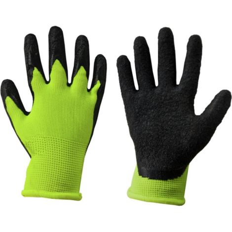 Kinder Arbeitshandschuhe mit Latexbeschichtung neongelb/schwarz 2 (1/2)