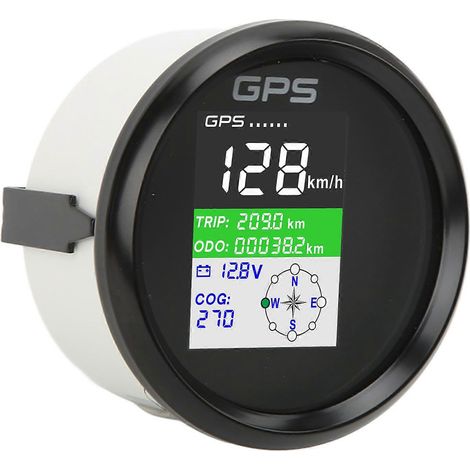 Compteur de vitesse GPS 85 mm km/h nœuds mph, écran TFT DC9-32 V, étanche IP67, universel pour voitures, motos et bateaux, cadran noir et boîtier noir (1/5)