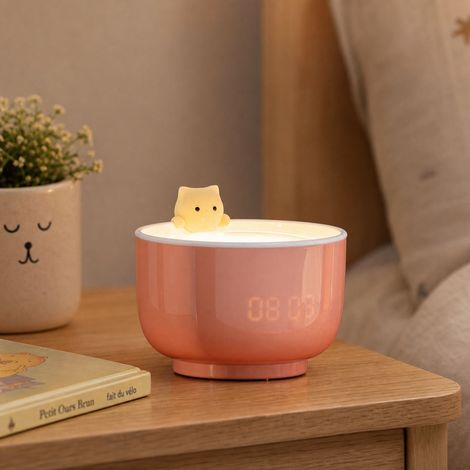 Réveil Chat LED avec Veilleuse, Affichage Numérique, Réveil par Tapotement, Batterie Rechargeable 1500mAh, Design Mignon pour Chambre (1/5)