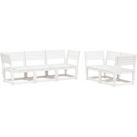 Maison Exclusive - 5-tlg. Garten-Sofagarnitur Weiß Massivholz Kie (1/5)