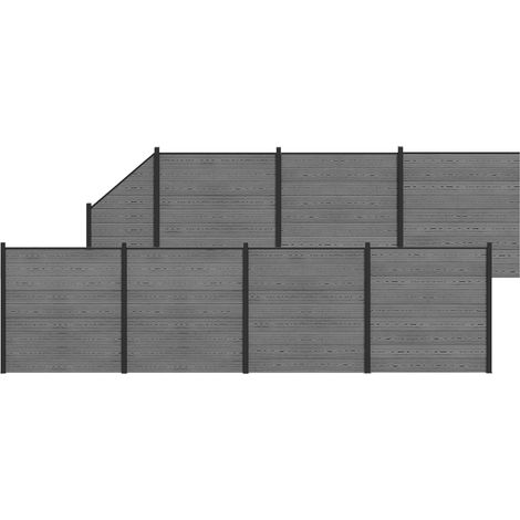 zaunset 1311 x 186 cm WPC und Aluminium Grau vidaXL