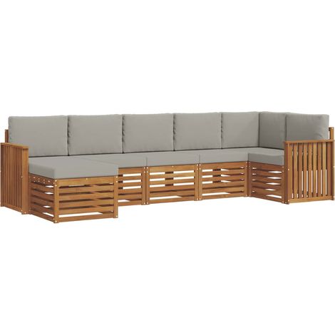 Conjunto de sofás de exterior 7 uds. Gris Natural y Claro vidaXL (1/5)