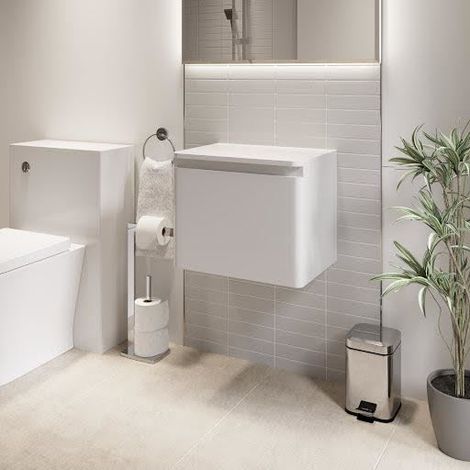 Bathroom Cloakroom Vanity Unit Wall Mounted Storage Cabinet White Gloss 500mm (1/5)