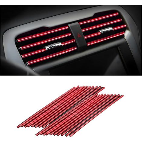 20 PCS Bande Décorative pour Climatiseur de Voiture, Accessoires intérieurs de voiture, Multicolore Bande décorative pour la plupart des bouches d'aération (Rouge Glacé)