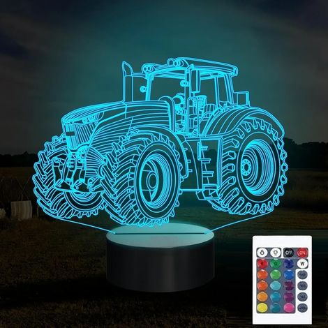 Lampe 3D Tracteur Télécommande 16 Couleurs Veilleuse Illusion Acrylique LED Table Lampe de Chevet Chambre jardin terrasse extérieur (1/5)