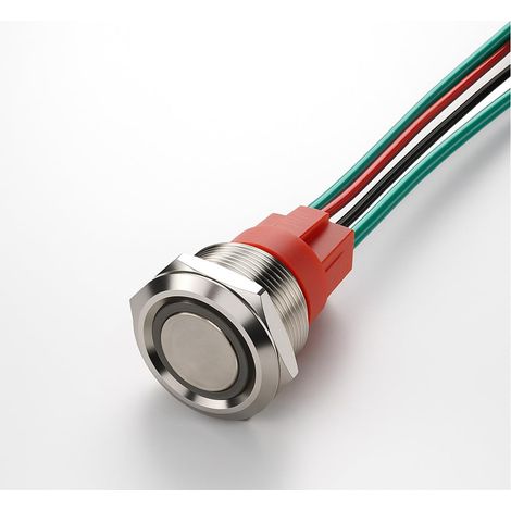Interrupteur à Bouton-Poussoir Momentané de Type Court, 15A, 220V, Marine Etanche, 4 Broches, 22mm, SPST, LED Blanche, avec Fil (1/5)