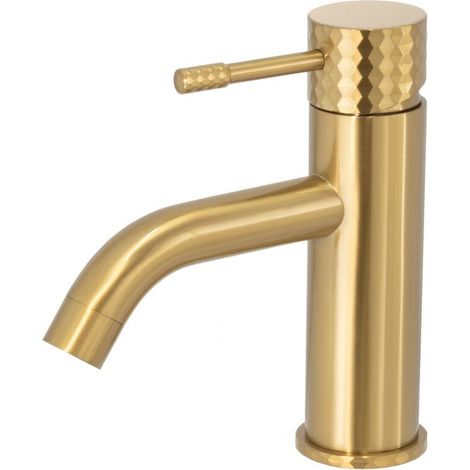 Grifo lavabo monomando PRAGA dorado cepillado