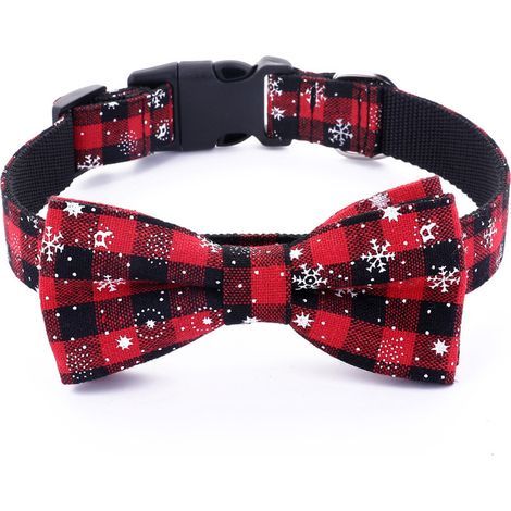 Collier Pour Chien - Motif Flocon De Neige - Rouge Avec Nœud Papillon - Réglable - Pour Chiens Et Chats De Petite À Moyenne Taille - 4 Tailles (1/5)