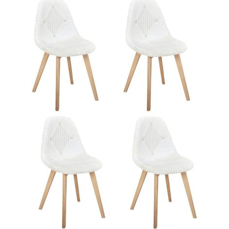 Lot de 4 Chaises Scandinaves "Patchwork" 87cm Blanc (1/5)