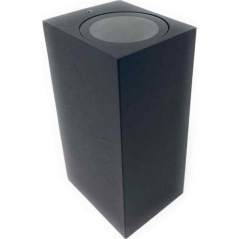 Applique a parete doppia emissione luminosa per esterno giardino ip65 lampada moderna UP & DOWN quadrata portalampada per faretti gu10 Nero (1/3)
