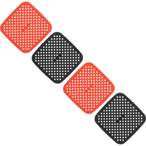 Tapis de friteuse à air réutilisables, antiadhésifs, lavables au lave-vaisselle et résistants à l'huile, en silicone, pour friteuse à air et four, rouge et noir, lot de 4, 18,5 cm / 7,3 pouces (1/5)