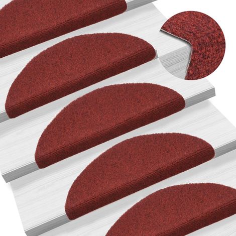 15 pcs Tapis d'escalier auto-adhésif, Tapis de marches, Marchettes D'escalier Poinçon aiguilleté Rouge MKS66069 (1/5)