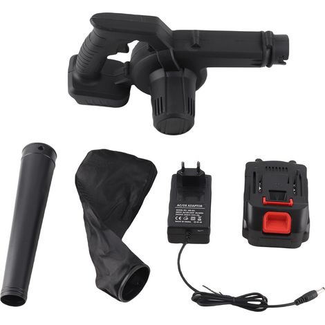 Soplador y aspiradora de hojas recargable y ligero (1500 mAh, 100–240 V) – Soplador de hojas pequeño y potente para jardín y uso doméstico con batería de iones de litio y bolsa. (1/5)