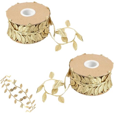 Lot de 2 Ruban de Feuilles 10M Ruban Plantes Artificielles Dorées Feuilles Vigne Artificielles pour Guirlande Fête Mariage Décoration D'intérieur (1/5)