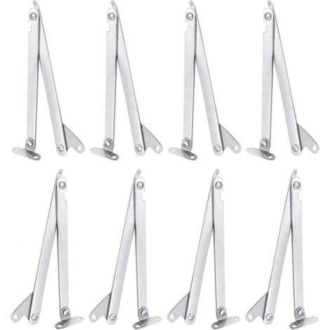 AHLSEN 8 Pièces Charniere Porte Placard Pliante, Charnière de Support de Couvercle Pliable en Acier Inoxydable, Pour Table Pliante Murale, Porte Placard (Argent) (1/5)