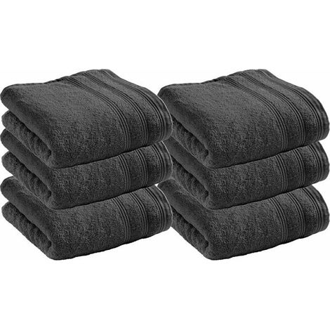 Serviette de toilette éponge - COTON PUR - Spa Ardoise - 50x100 cm - 400 g/m² - Lot de 6 (1/4)