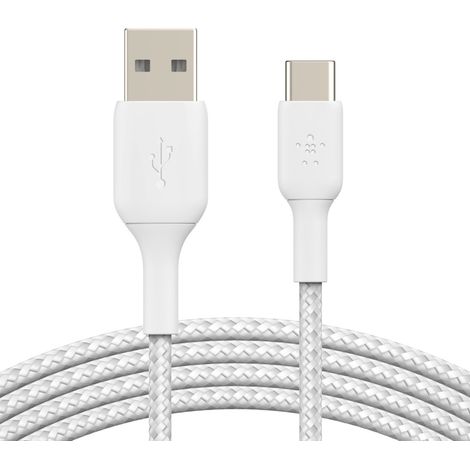 Câbles - USB & Thunderbolt BELKIN Câble tressé USBA USBC 0.15m blan (1/4)