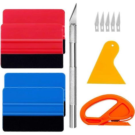 Film teinté pour vitres, kit de film teinté pour vitres, kit d'outils pour covering vinyle, outil de covering pour véhicule, outils pour film teinté pour vitres, raclette à papier peint-10x5cm