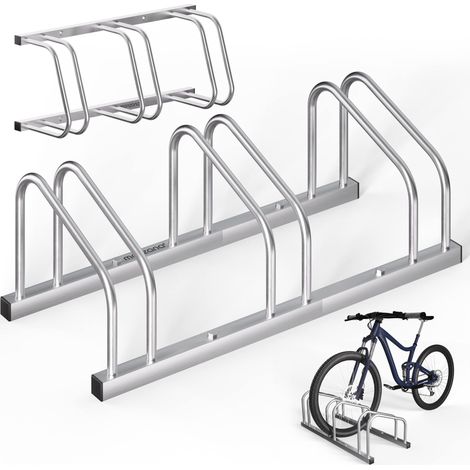MONZANA® Fahrradständer für 2-6 Fahrräder 30-65 mm Reifenbreite rostfreier Stahl selbstsichernde Schrauben Mehrfachständer Fahrradhalter Aufstellständer  3 Fahrräder (1/5)