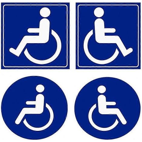 Autocollants de signalisation pour places de stationnement et toilettes réservées aux personnes handicapées, lot de 4 autocollants pour portières de voiture et panneaux de toilettes
