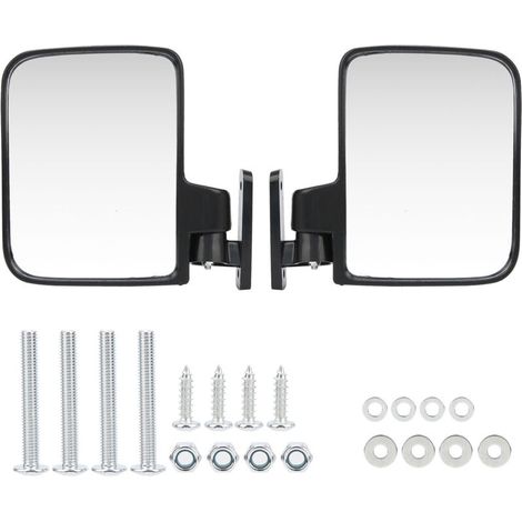 Espejos retrovisores laterales convexos para coches de club: instalación rápida, compatibles con Yamaha. Par completo de ABS duradero.