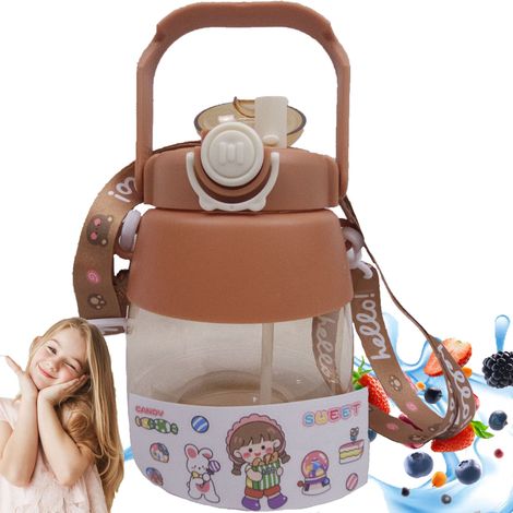Bidon en plastique 1L avec paille et sangle pour enfants