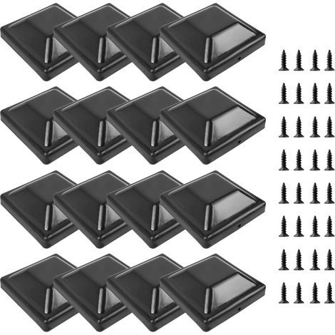 Lot de 16 Capuchons de poteaux de clôture carrés de 9,2 cm - Protections de poteaux en Bois durables, Installation Facile Capuchons de clôture en Plastique ABS pour la Protection (1/5)