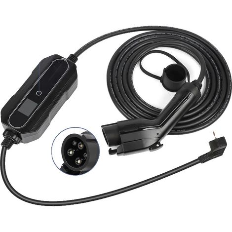 Chargeur de voiture électrique, design portable, courant réglable, 16A Type 1 5 Mètres (1/2)