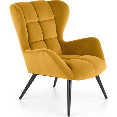 Sillón Houston 1079, Amarillo oscuro, 91x75x86cm, Tapiz, Patas: Metal, 0