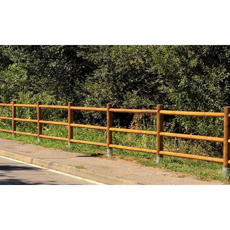 Recinzione in legno impregnato 20 pezzi con 3 fori lunghezza 200 cm per giardino - Esterni da Vivere (1/2)