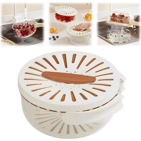 15 - 3 cm - Passoire à fruits - Bassine - Couvercle - à visser - Pliable - Poignée - Multifonctionnel - Panier d'égouttage - Convient (1/5)