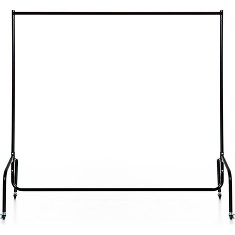 Portant à vêtements à roulettes, barre de penderie robuste, capacité de charge 140 kg, 150 x 60 x 170 cm, portant en acier noir
