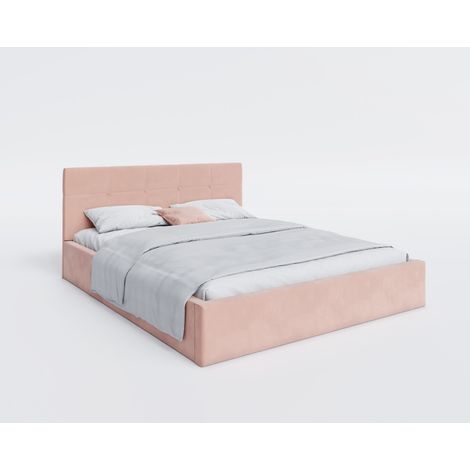 Lit coffre RINO 120 x 200 cm - Sommier inclus Rose pâle