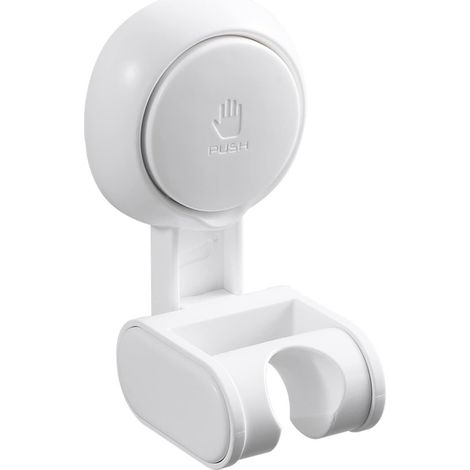 2 soportes repuesto ventosa cabezal ducha, universal pared cabezal ducha impermeable, altura ángulo ajustables, autoadhesivo, plástico blanco (1/5)