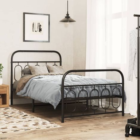 Cadre de lit métal sans matelas avec pied de lit noir 107x203cm vidaXL (1/5)