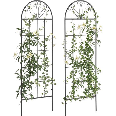 Treillis de jardin lot de 2 support pour plantes grimpantes en métal - 51 x 152 cm noir (1/5)