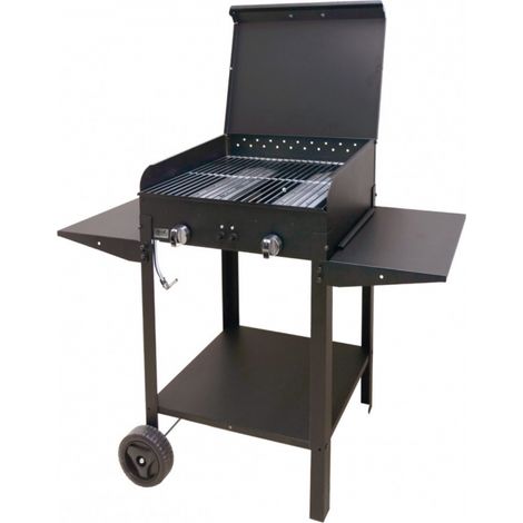 Barbecue bbq a gas e pietra lavica il lamiera smaltata 2 fuochi (1/4)