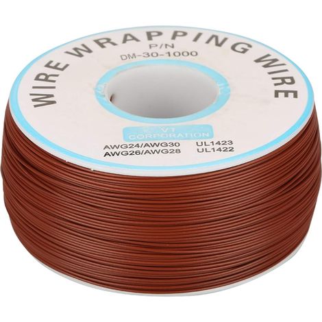Câble électrique en cuivre - 1 rouleau d'enroulement de fil de cuivre simple brin de câble en cuivre étamé 30AWG câble diamètre de noyau de 0,25 mm(marron) (1/5)