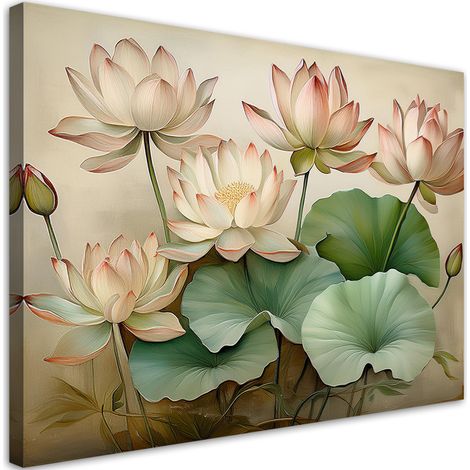 Quadro su tela, Iris Foglie Fiori - 60x40 (1/5)