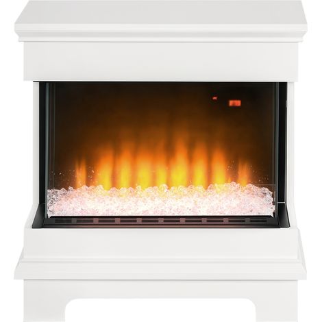 Caminetto Elettrico a 10 Colori con Spegnimento Automatico e Timer da 12h, 61x28x66.5 cm, Bianco