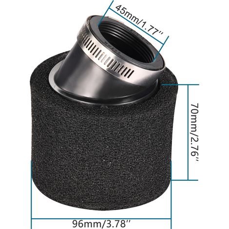 Motorcycle ATV Black 45mm Angled Sponge Air Filter, Air Filter Box, etc. Suitable for various vehicle models (1/4)