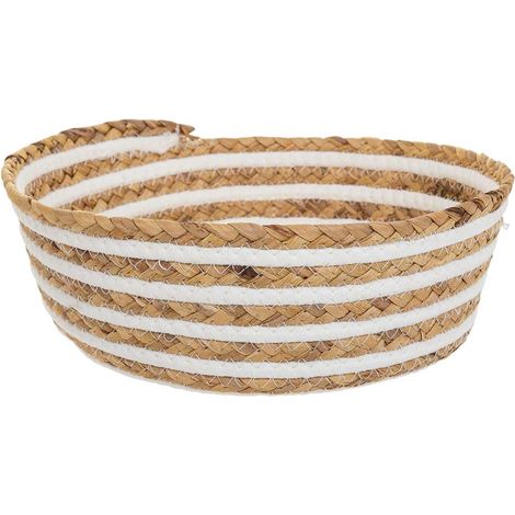 Cesto de fibra natural y algodón blanco y marrón d35x14 (1/4)
