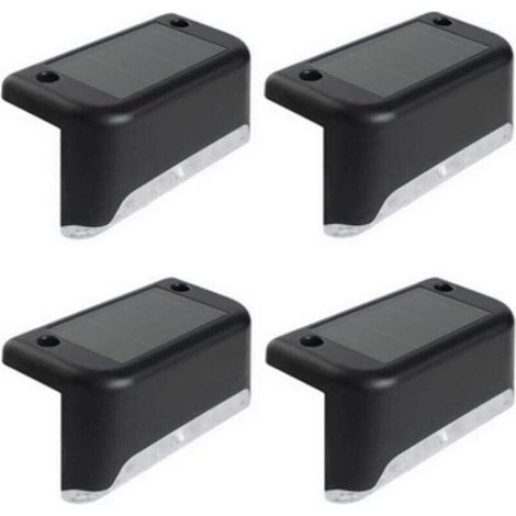 Lampes solaires LED pour terrasse, éclairage extérieur pour chemin de jardin, échelle de clôture (paquet de 4 noirs) (1/4)