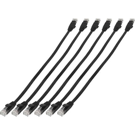 Lot de 6 câbles réseau Internet plats de 30 cm (1 pied) de type Cat6, robustes et à haut débit, avec connecteurs RJ45 anti-accrochage. (1/4)