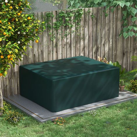 Outsunny Schutzhülle für Gartenmöbel Winterfest Wasserdicht Abdeckung Anti-UV Abdeckplane Gewebe Abdeckhaube für Gartentische Terrassenmöbel Rechteckig 235 x 190 x 90cm Grün