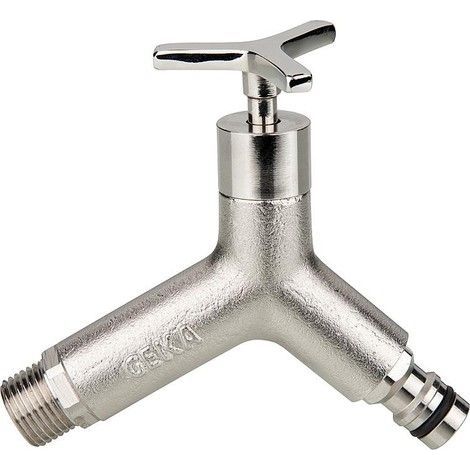 Geka Robinet d’arrosage, 1/2" laiton nickelé, avec prise laiton (1/2)
