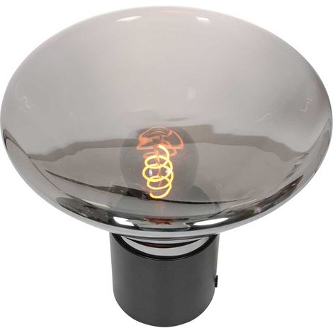Lampe de table - noir - Ambiance - verre métal - Ø 26cm - E27 - (1/5)