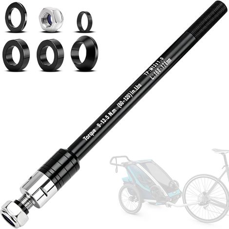 Remorque de vélo M12 x 1,0 (160-178 mm) Axe enfichable avec adaptateur d'essieu de vélo (1/5)