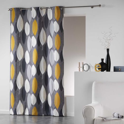 Rideau tamisant en coton 140 x 240 cm Leafy jaune